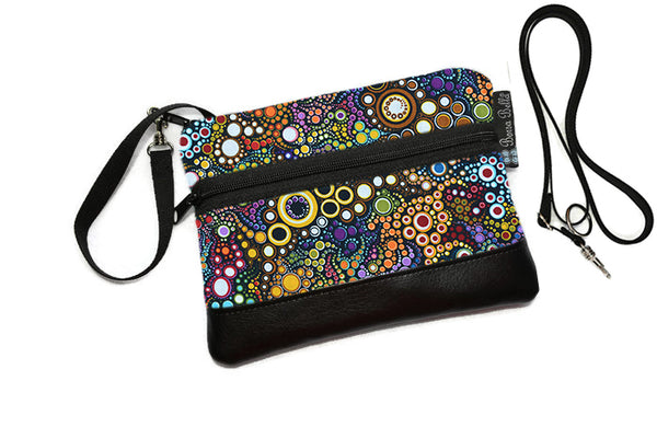 Deluxe Long Zip Phone Bag - Converts to Cross Body Purse - Happy Fabric