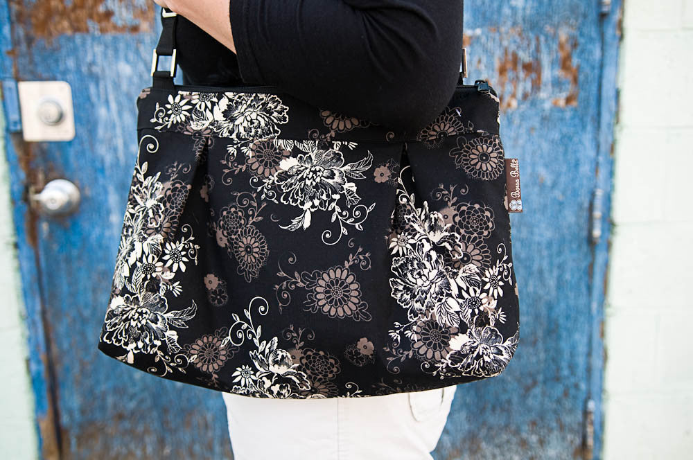 Hobo Purse Cross Body - Shoulder Bag -Black Beauty Fabric
