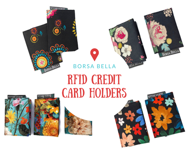 Card Holder RFID Protected -  Cottage Garden Fabric
