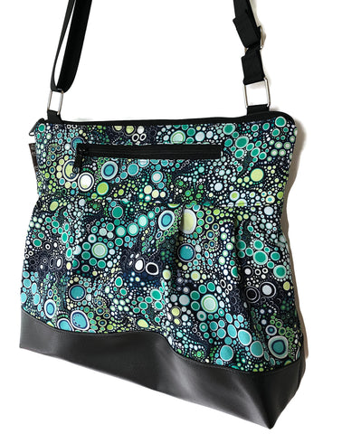 Hobo Purse Cross Body - Shoulder Bag - Ocean Blue Dots  Fabric