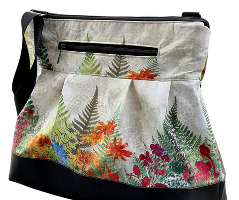 Hobo Purse Cross Body - Shoulder Bag with Faux Leather - FernTastic Fabric