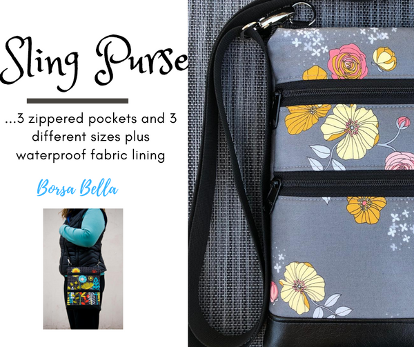Travel Bags Crossbody Purse - Cross Body - Faux Leather - Tablet Purse - Moonblooms Fabric