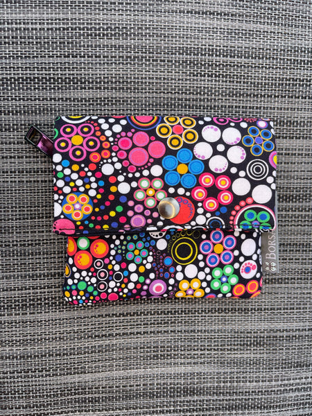 Small Slim Wallet - Light Weight - Added RFID Fabric - Glorious Dots Fabric